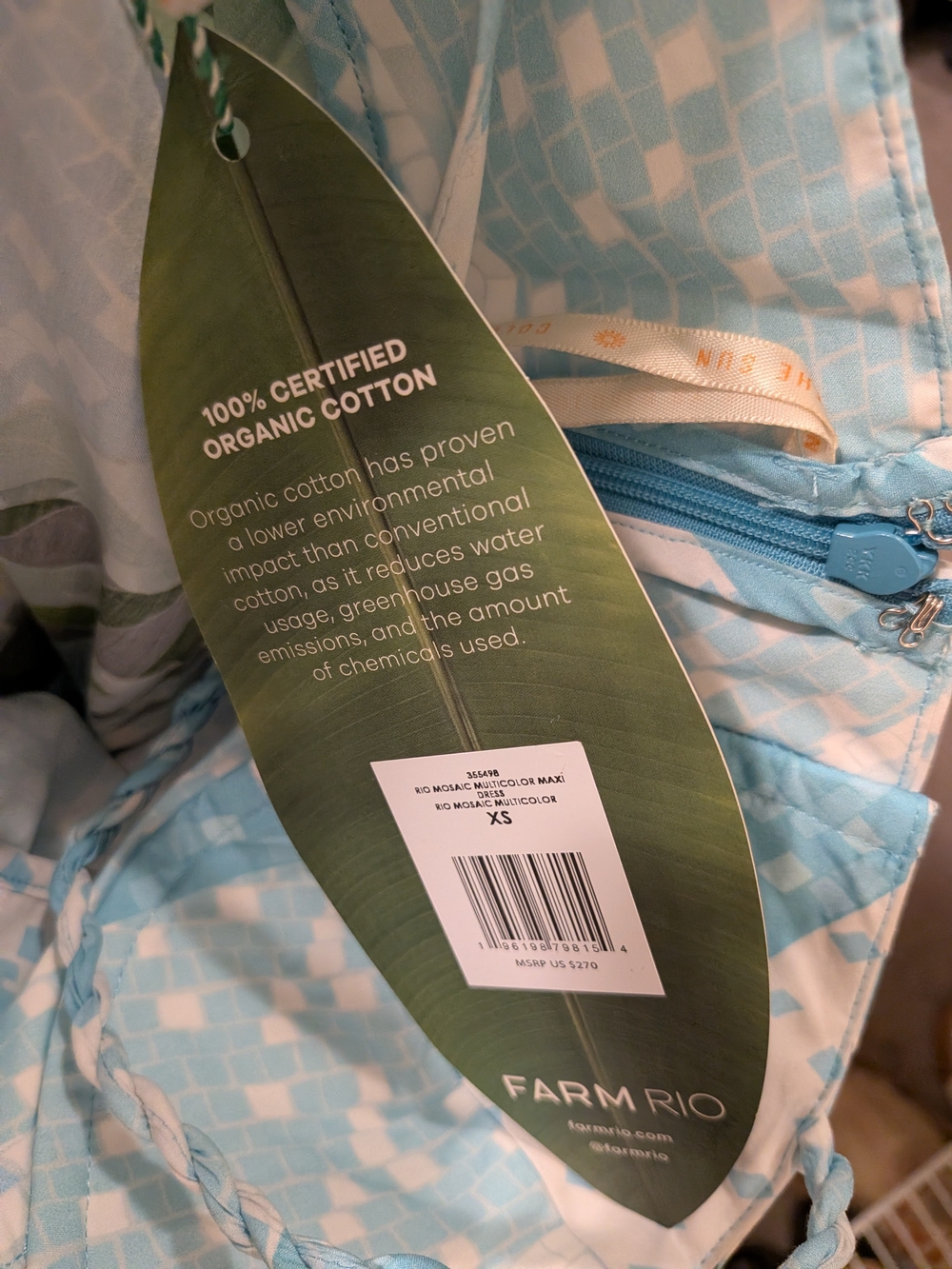 FARM Rio Blue Tropical Maxi Dress with Green and Yellow Botanical Print - Picture 4 of 5